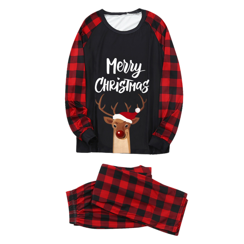 Christmas Elk Letter Print Parent-child Pajama Set (with Pet Dog Clothes)