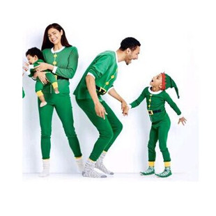 Green Christmas Family Wear Long Sleeve Pajama Set