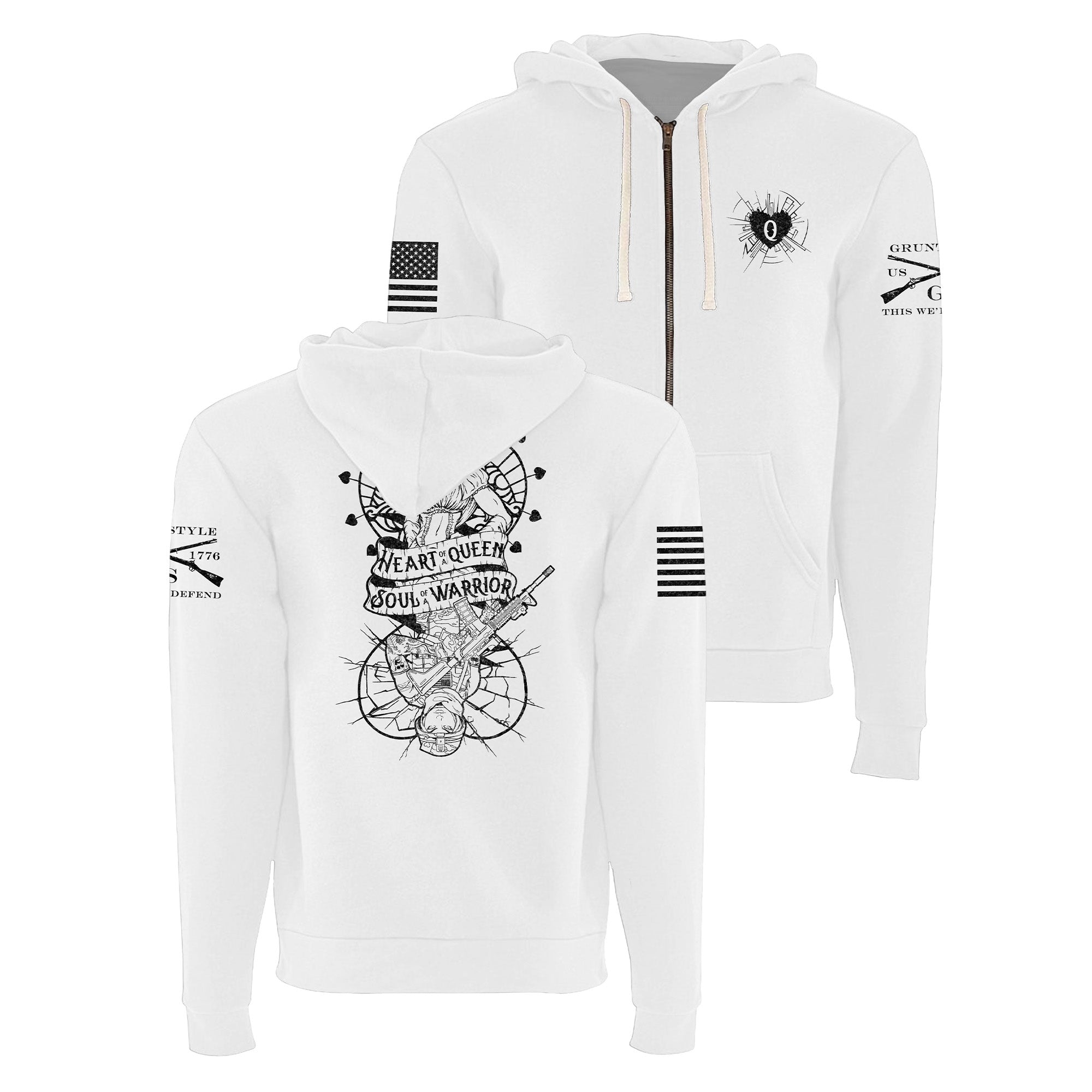Women's Heart and Soul of a Warrior Full-Zip Hoodie - White