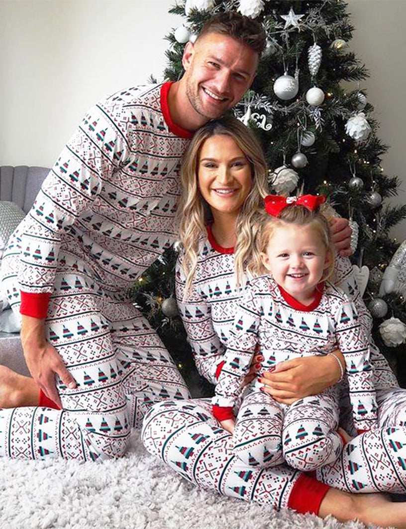 Christmas round collar printed parent-child suit (with Pet Dog Clothes)