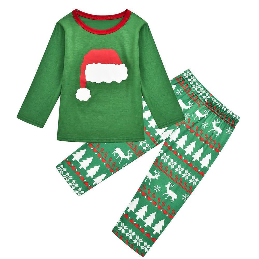 Christmas Hat Print Family Matching Pajamas Sets(with Pet Dog Clothes)