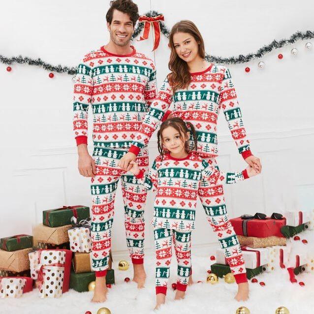 Christmas Tree and Snowflake Patterned Family Matching Pajamas Sets