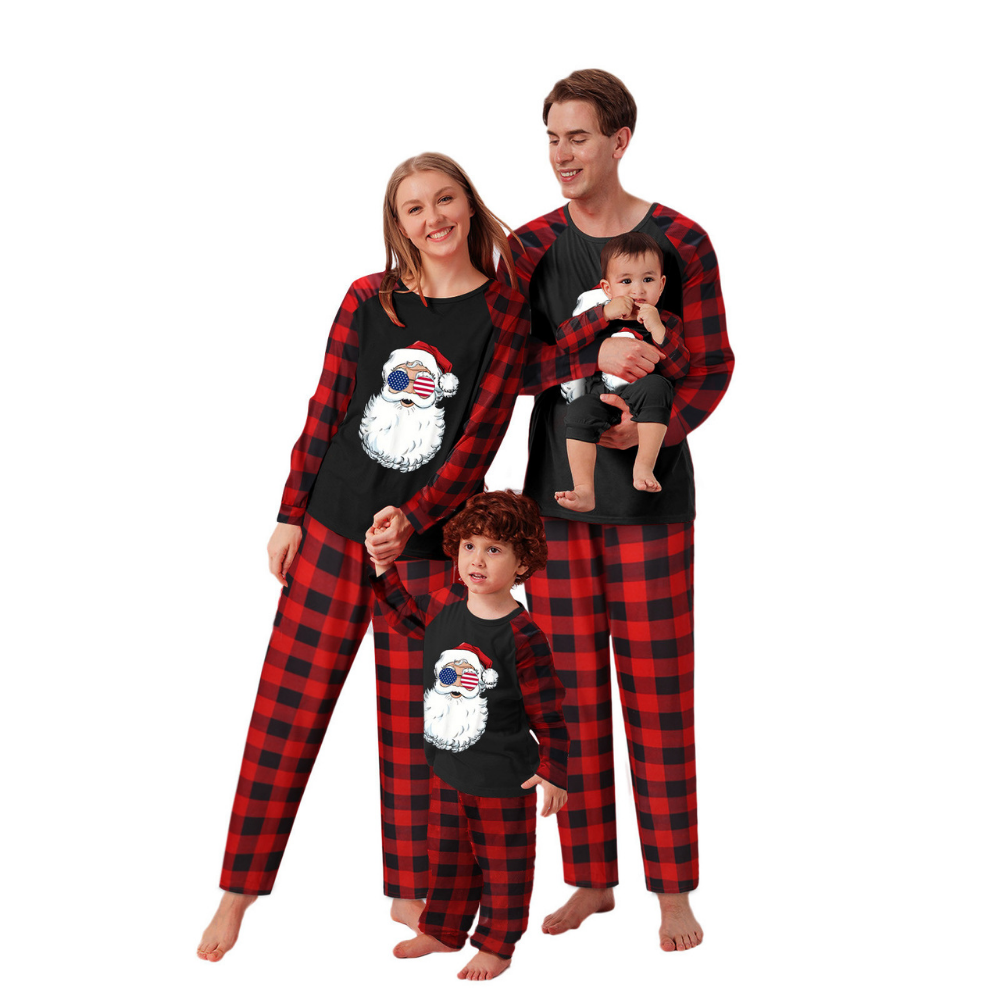 Santa Head Print Parent-child Pajamas Set