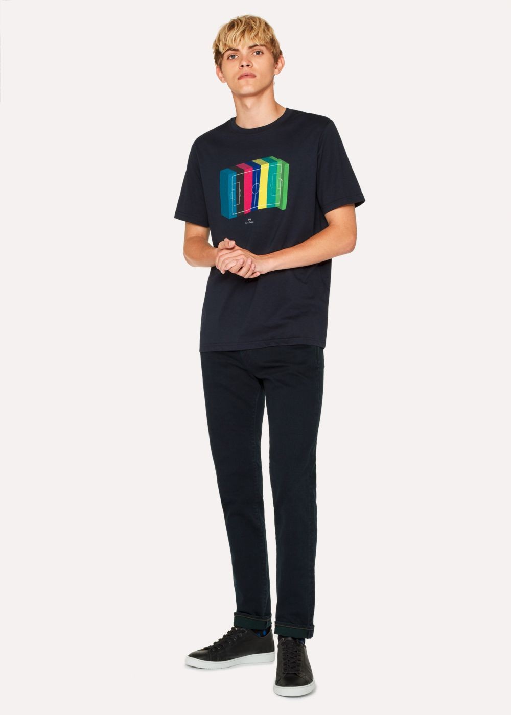 Paul Smith Mens's Slim-Standard Navy .8Oz 'super Soft Cross-Hatch' Jeans