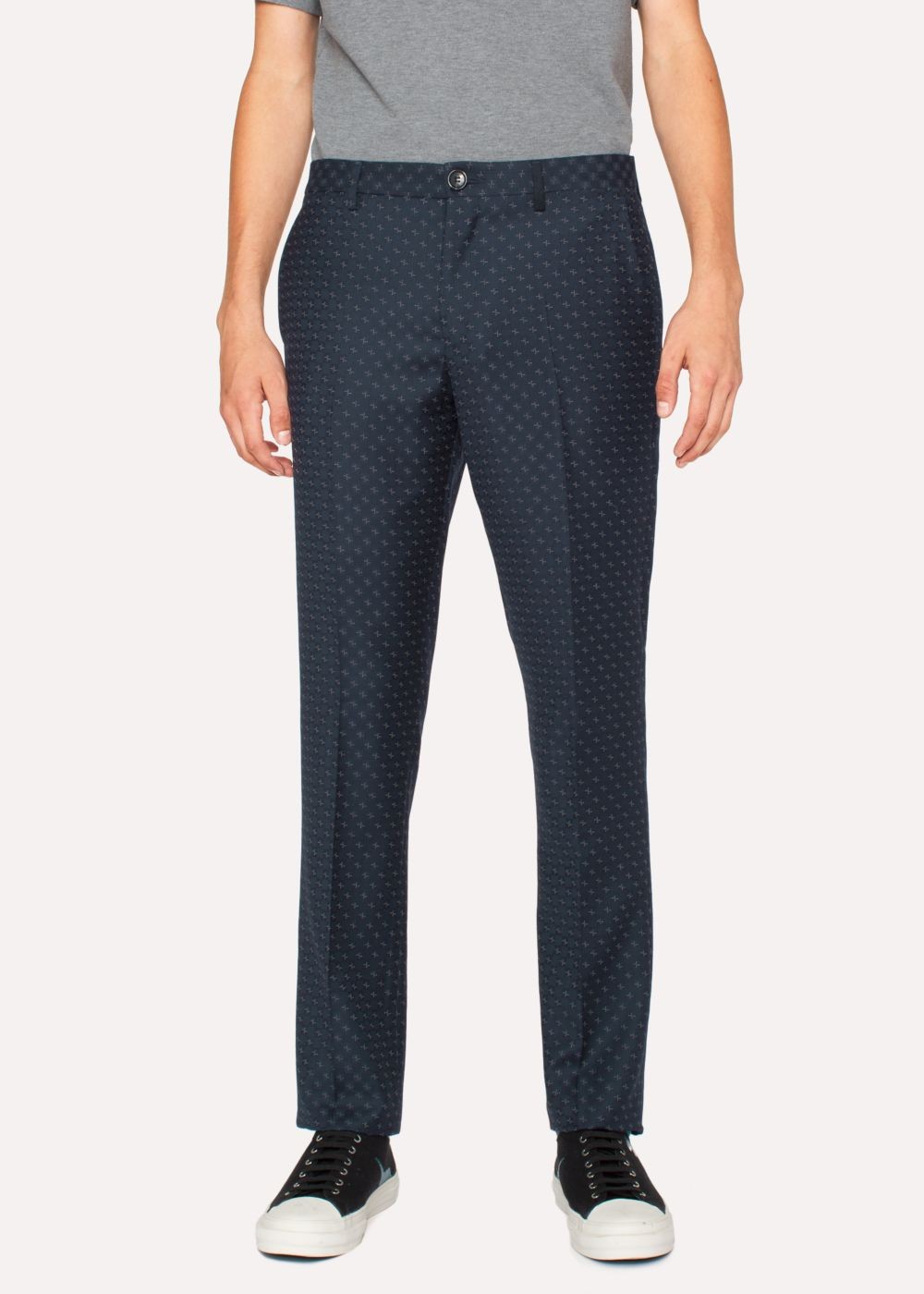 Paul Smith Men's Mid-Fit Navy Checkerboard-Cross Jacquard Pants