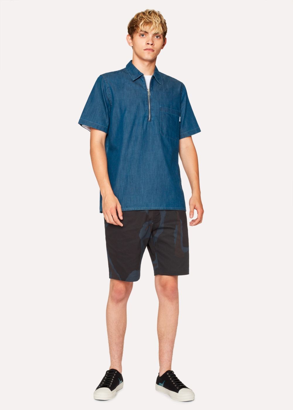 Paul Smith Men's Black Camouflage Cotton Shorts