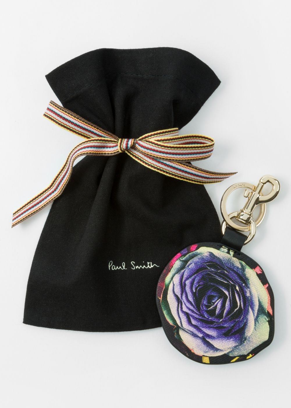 Paul Smith 'rose Collage' Print Leather Keyring Accessories Mens