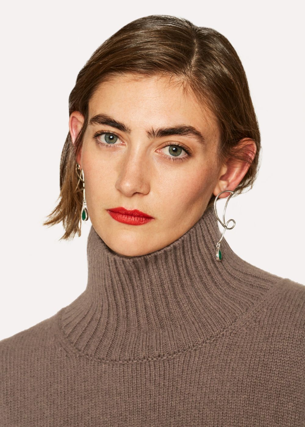 Paul Smith Womens's Hazelnut Lambswool Split-Side Roll Neck Sweater