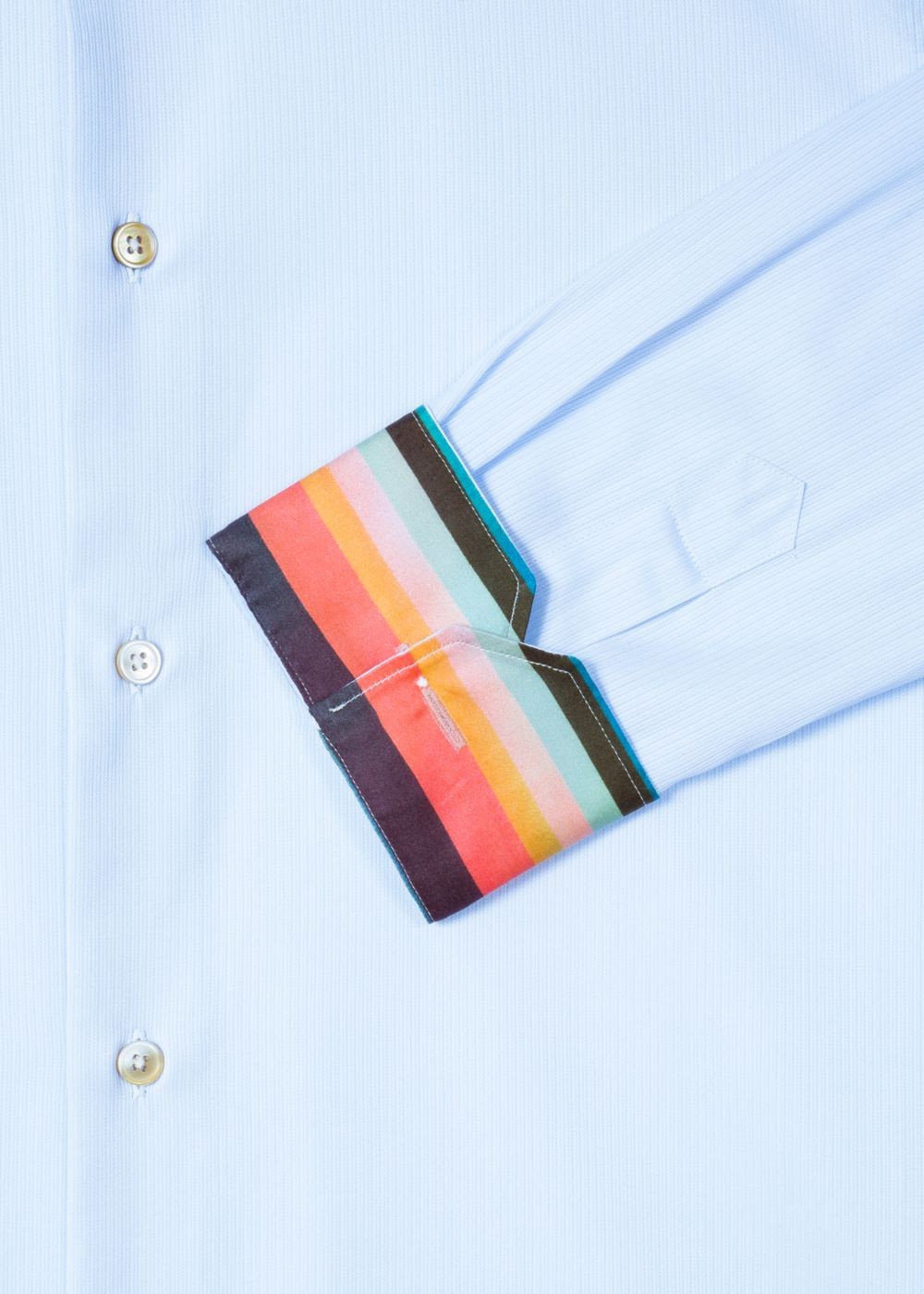 Paul Smith Men's Classic-Fit Sky Blue Thin Stripe Tees With 'artist Stripe' Cuff Lining