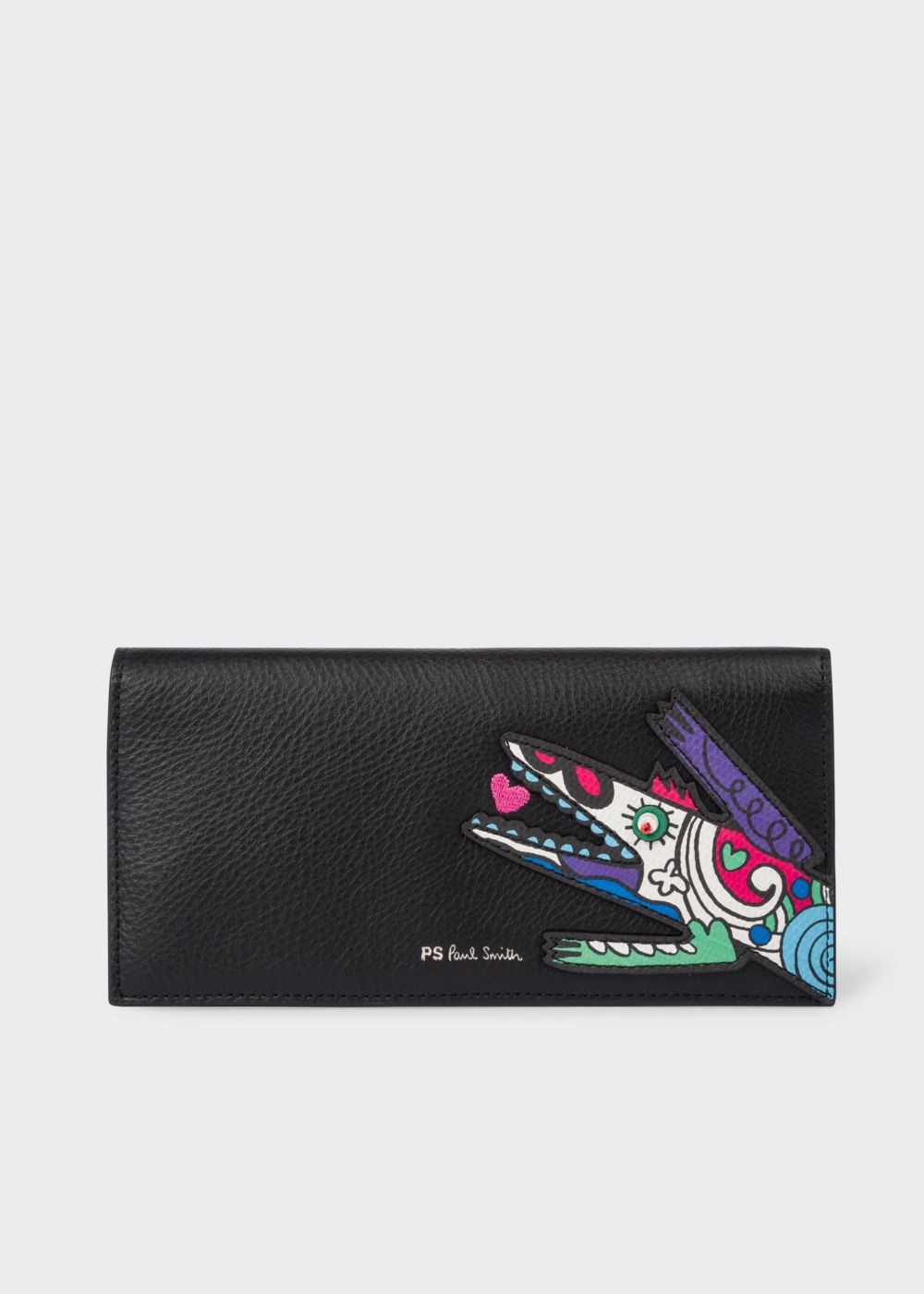 Paul Smith Lady's Black 'karami Crocodile' Appliqué Folded Leather Wallet