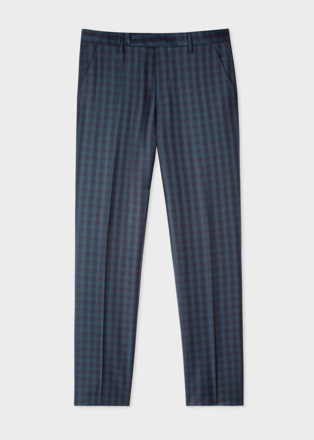 Paul Smith Mens's Slim-Fit Dark Green Check Wool Pants