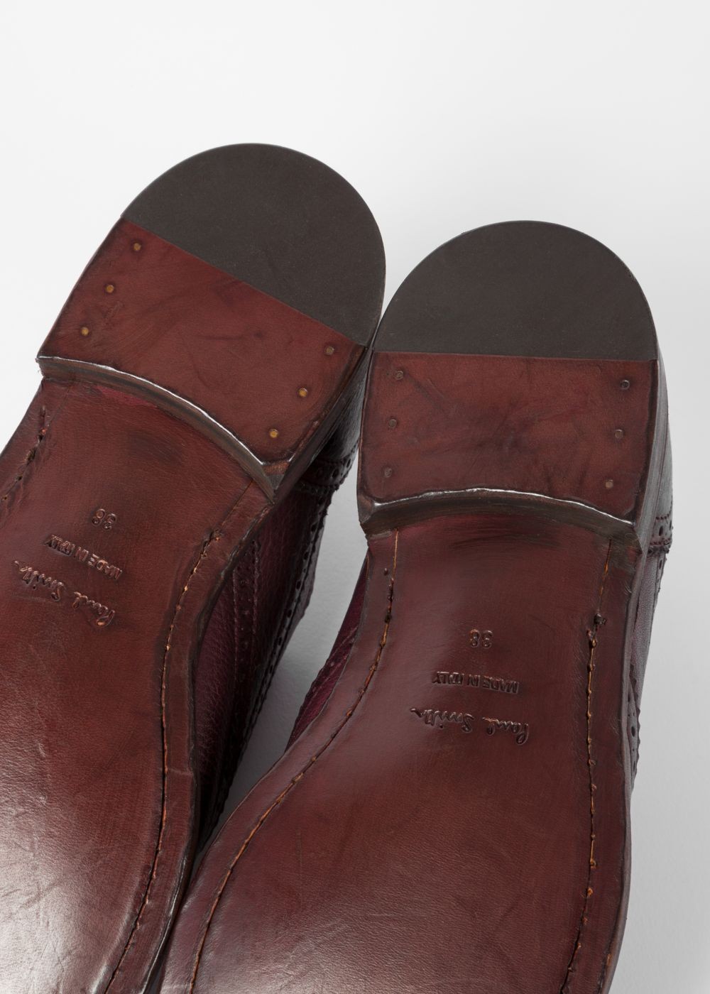 Paul Smith Womens's Burgundy Leather 'munro' Flexible Travel Brogues Sneakers