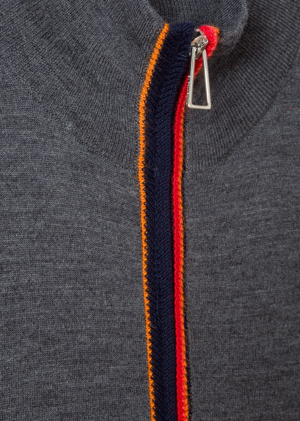 Paul Smith Men's Grey Zip-Through Funnel-Neck Cardigan Clothing