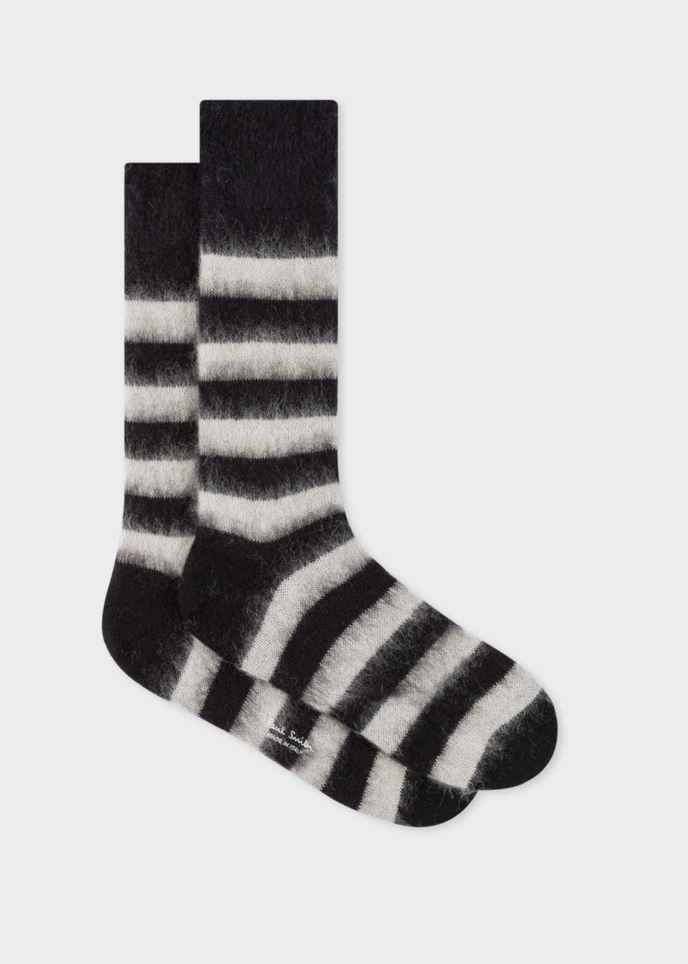 Paul Smith Men's Black And White Stripe Mohair-Blend Socks