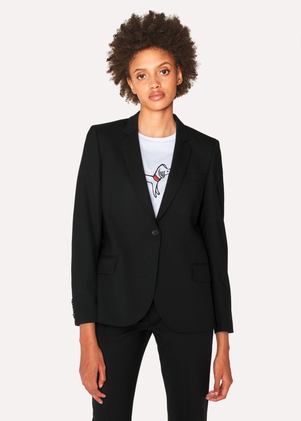 Paul Smith Lady's Black Wool-Hopsack Blazer With 'acapulco' Lining