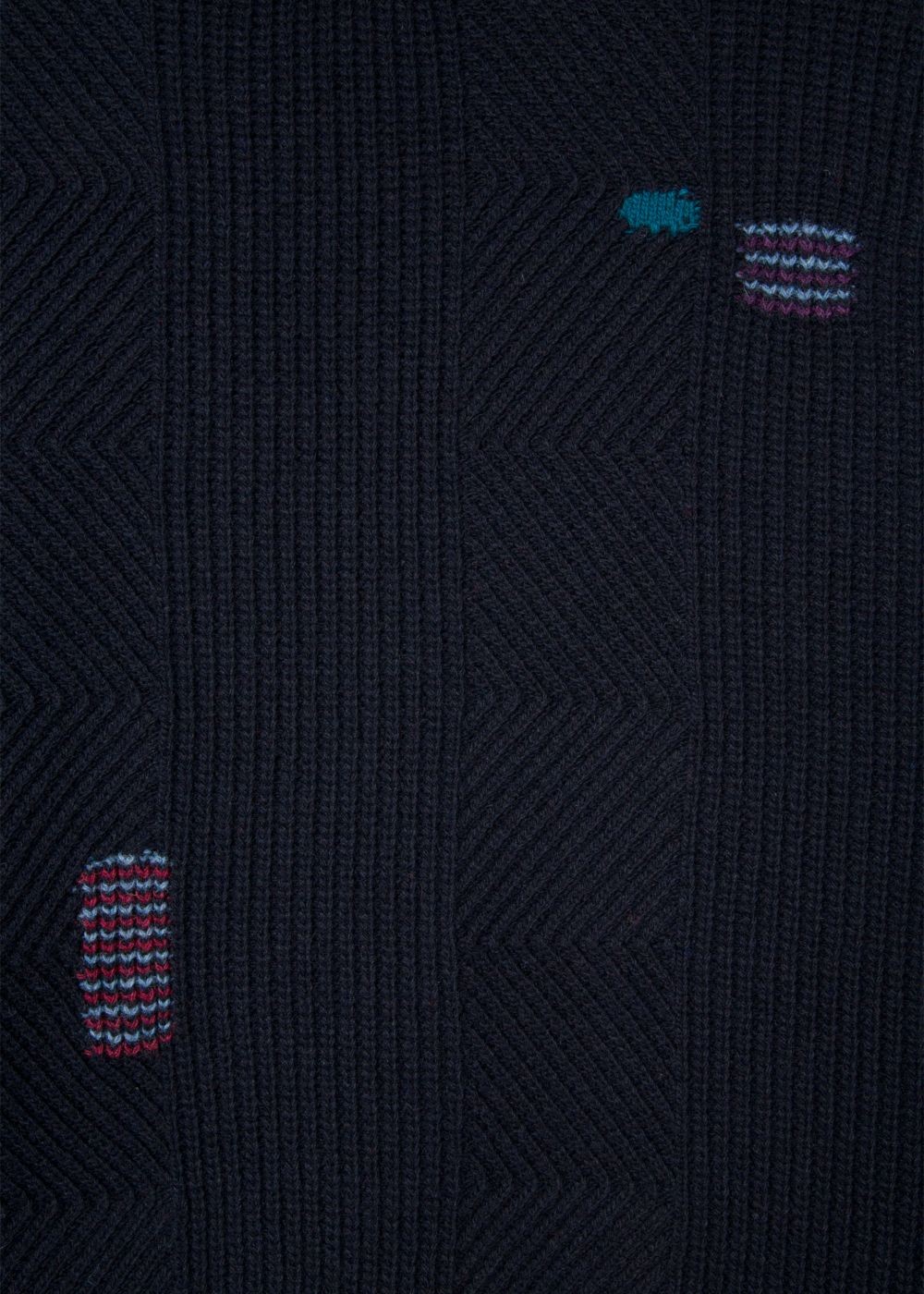 Paul Smith Men's Navy Wool-Blend Ribbed Sweater With Darning Detail