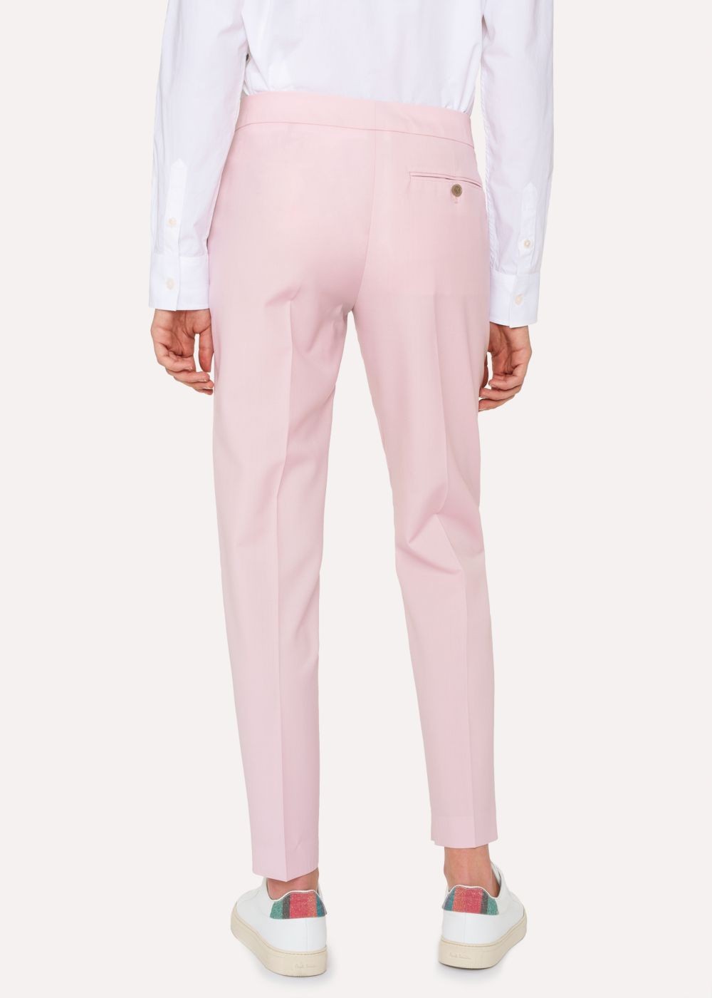 Paul Smith Womens's Classic-Fit Light Pink Wool-Mohair Pants With Embroidered Pocket