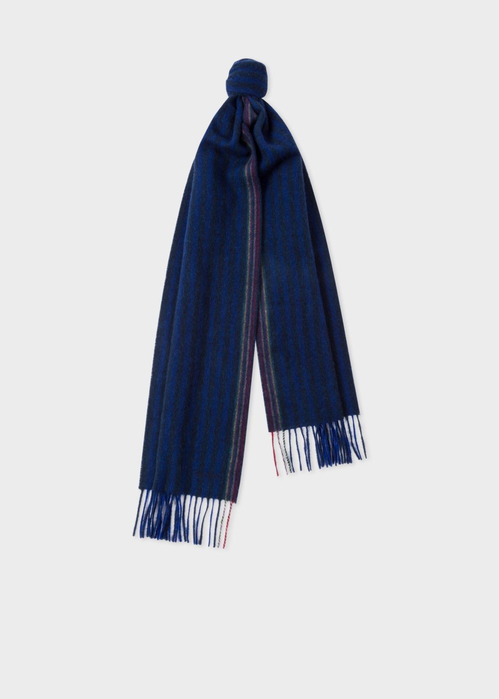 Paul Smith Men's Navy Two-Tone Stripe Lambswool And Cashmere Scarf