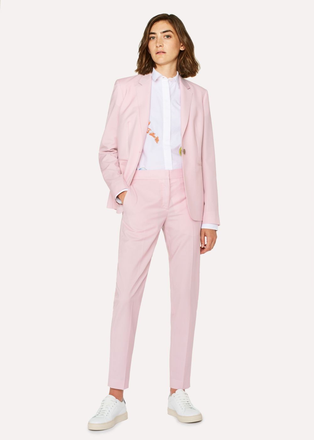 Paul Smith Womens's Light Pink One-Button Wool-Mohair Blazer Clothing
