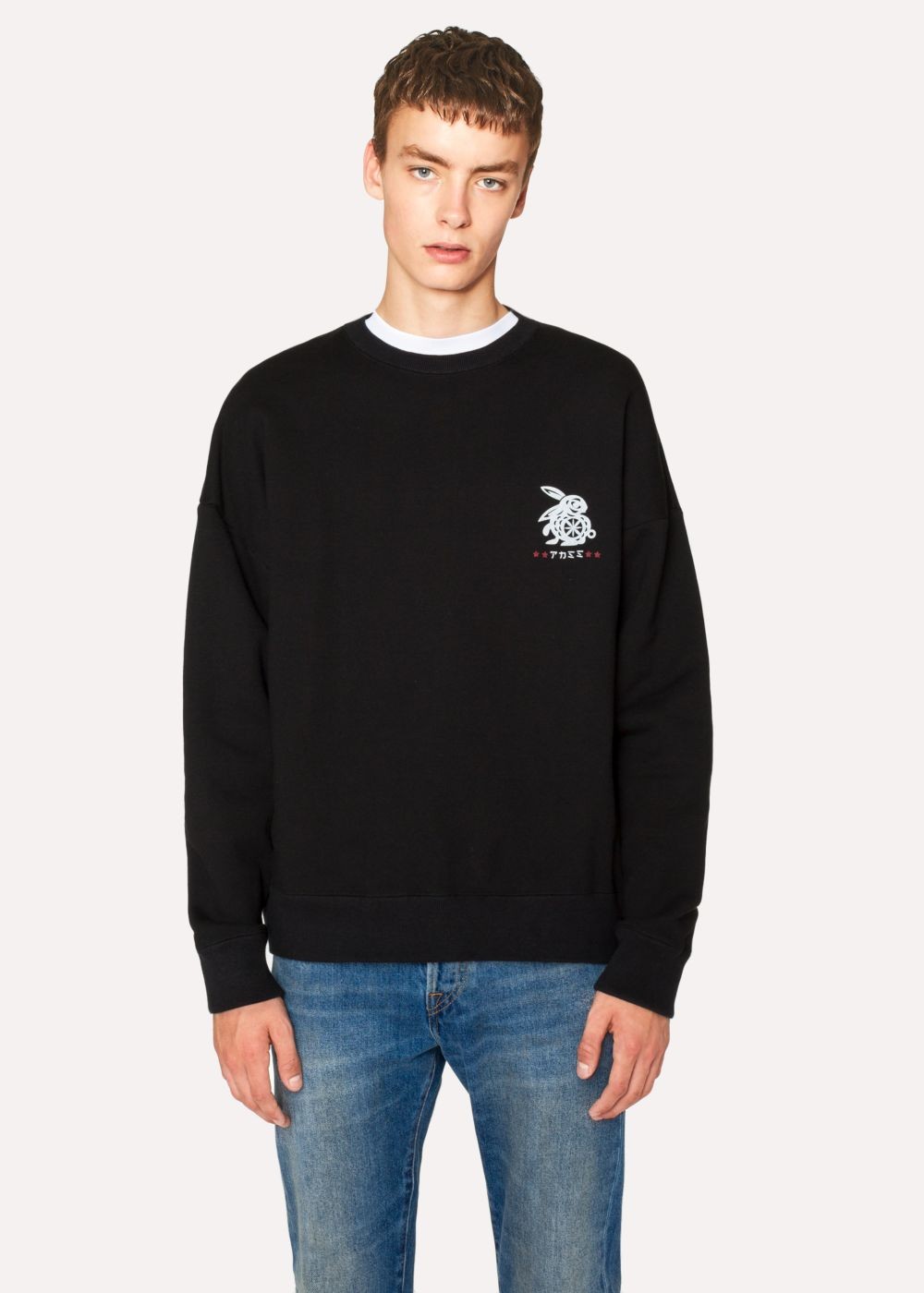 Paul Smith Men's Black Red Ear 'rabbit Logo' Sweatshirt