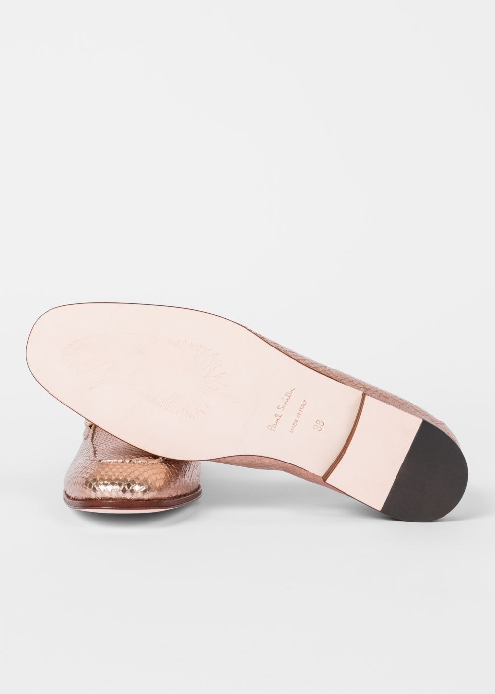 Paul Smith Women's Metallic Gold Leather 'grover' Loafers Shoes