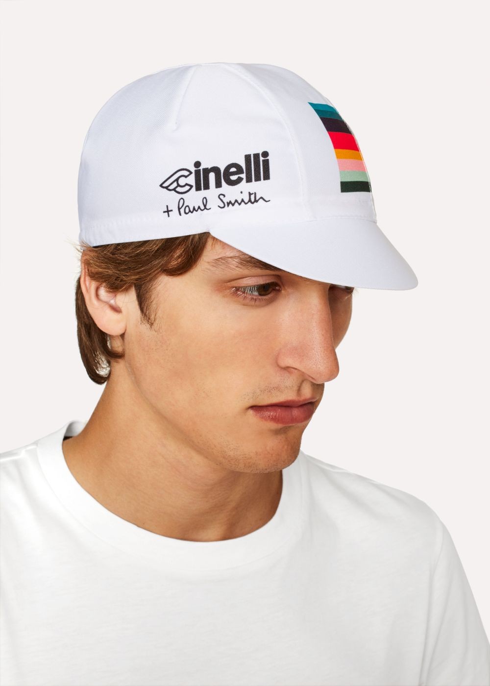 Paul Smith + Cinelli White 'artist Stripe' Detail Cycling Hats Mens