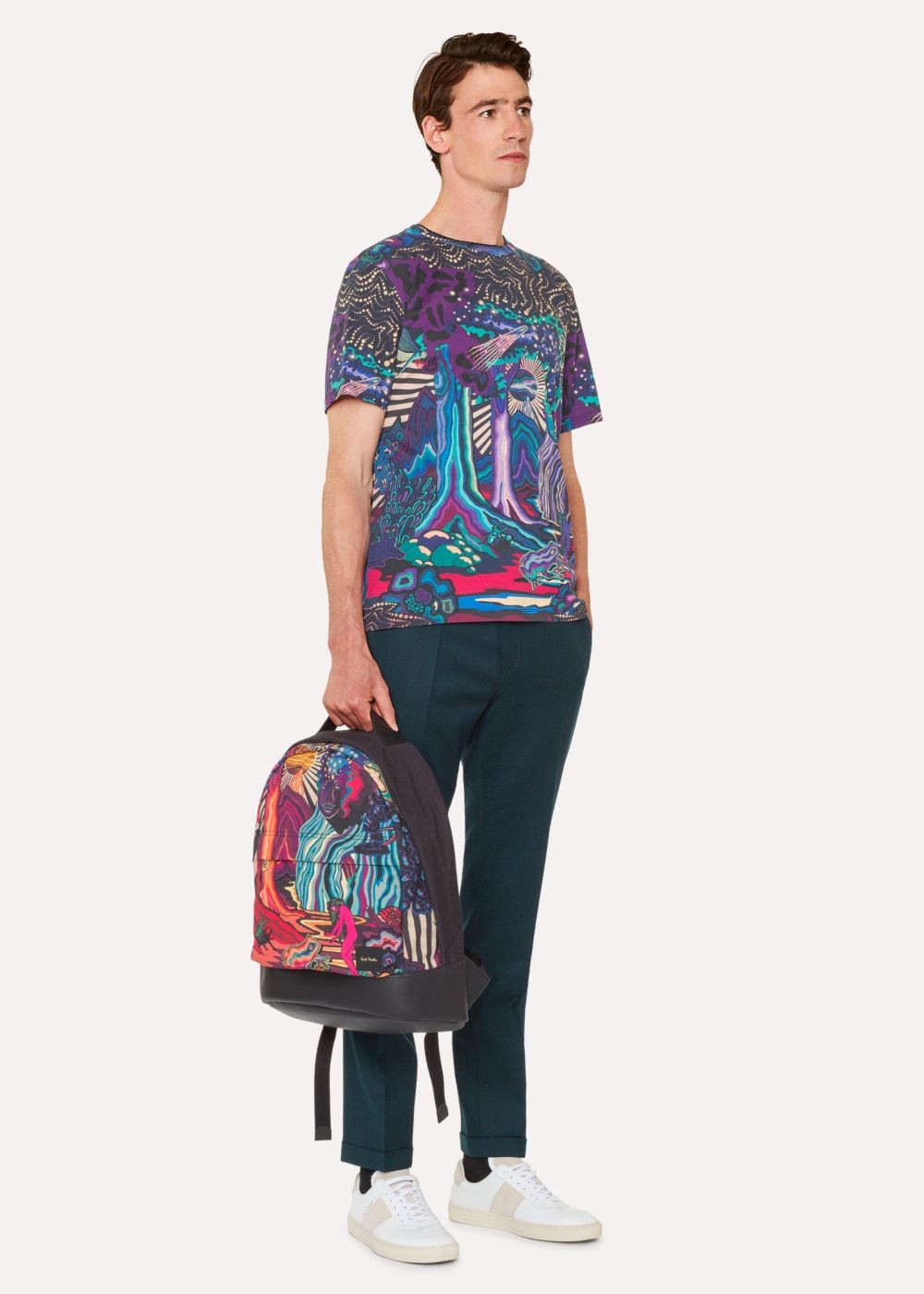 Paul Smith Men's 'dreamer' Print Backpack With Leather Trims
