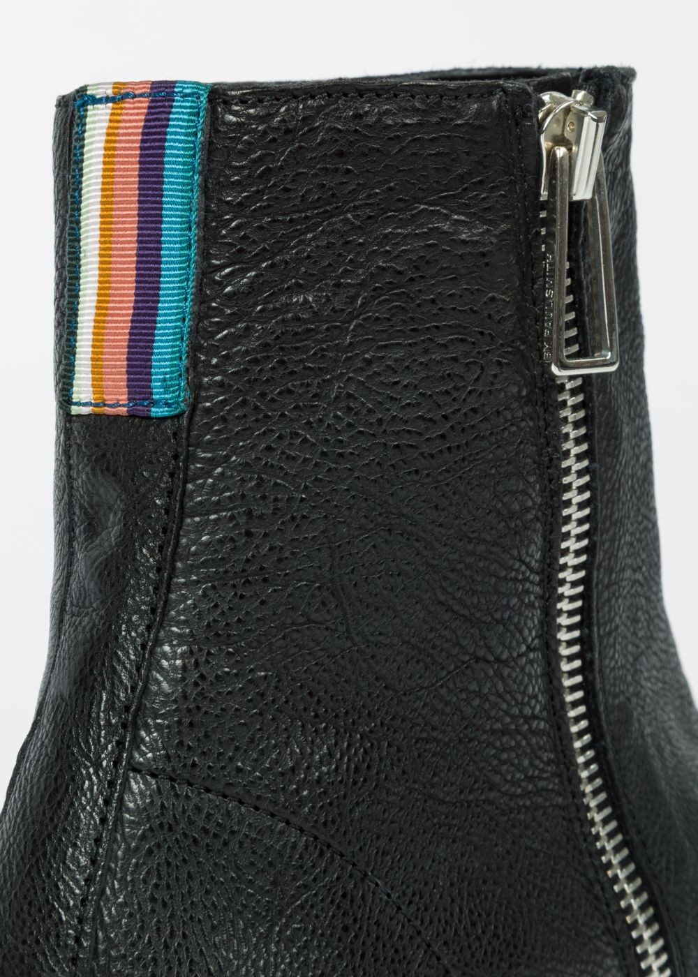 Paul Smith Lady's Black Leather 'brookyln' Boots With 'artist Stripe' Detail