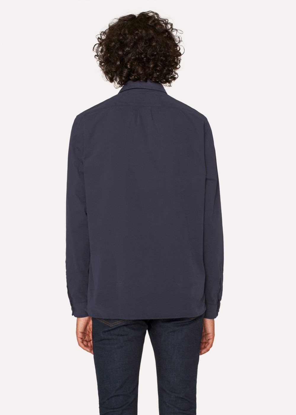 Paul Smith Men's Navy Cotton-Stretch Twill Half-Zip Tshirt