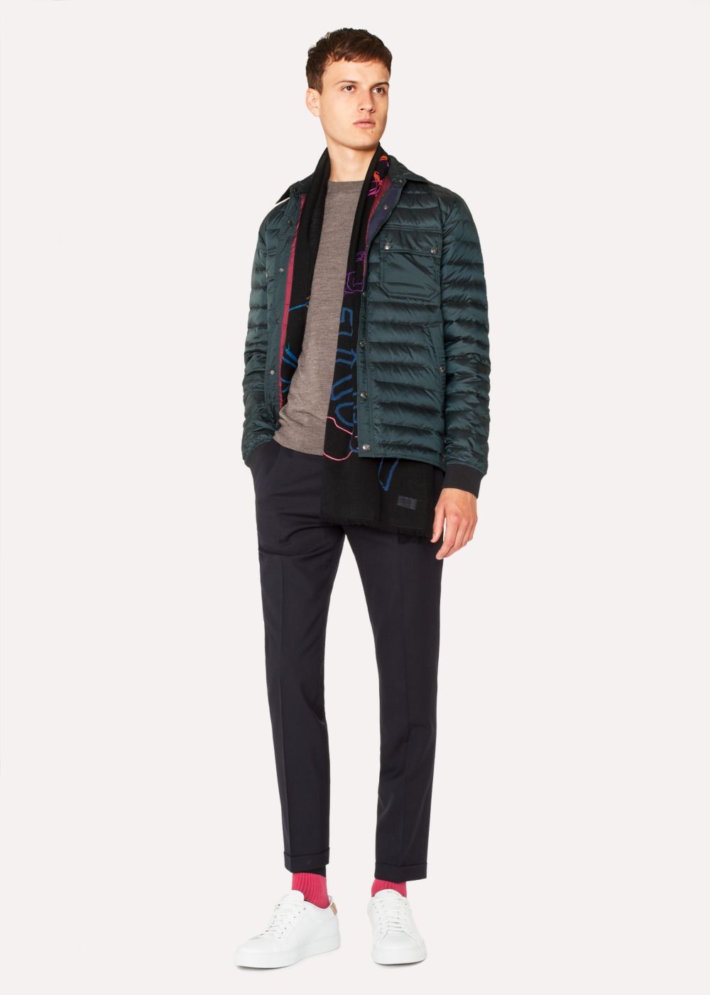 Paul Smith Men's Black 'paul's Sketchbook' Motif Wool Scarf