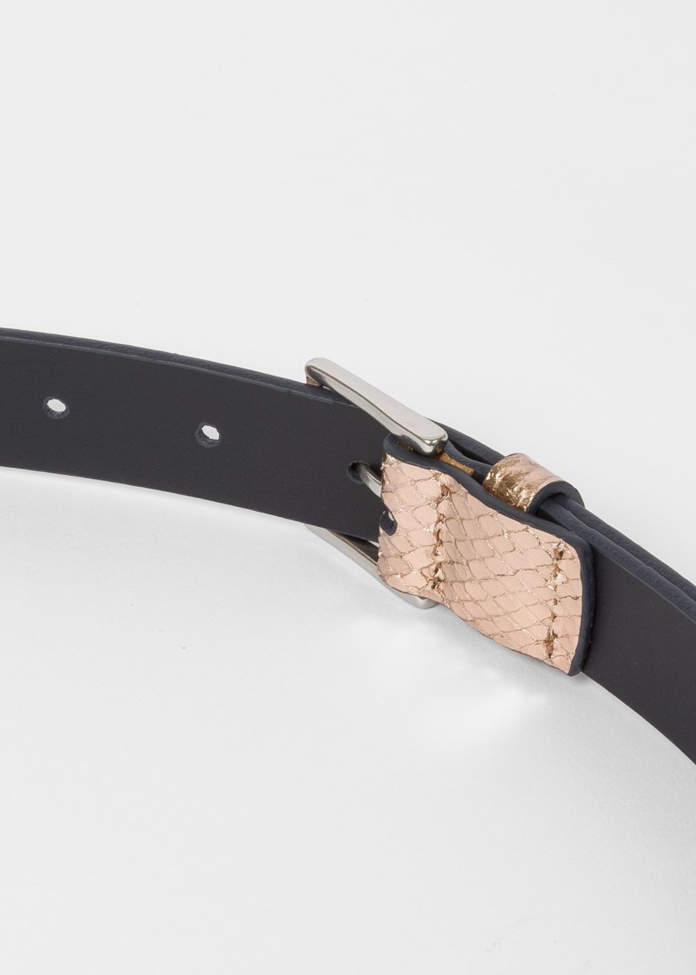 Paul Smith Womens's Gold Metallic Snake-Effect Leather Belt