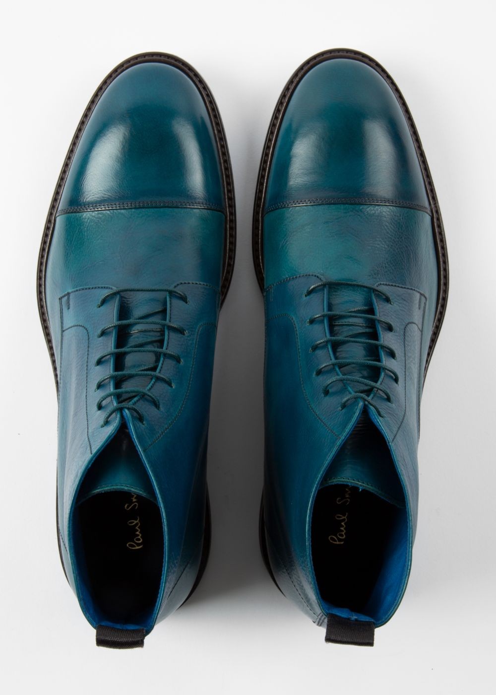 Paul Smith Men's Dip-Dyed Teal Calf Leather 'jarMen' Boots