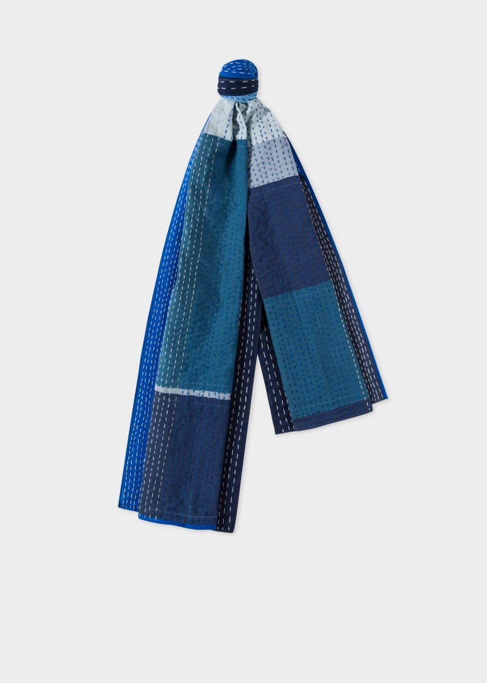 Paul Smith Mens's Navy Patchwork Stitching Stripe Cotton Scarf