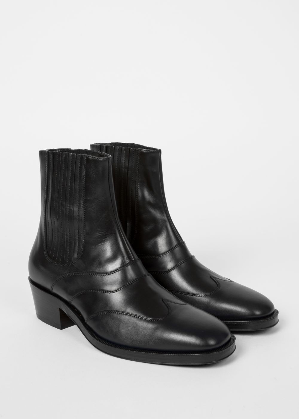 Paul Smith Men's Dark Navy And Black Leather 'anvil' Chelsea Boots