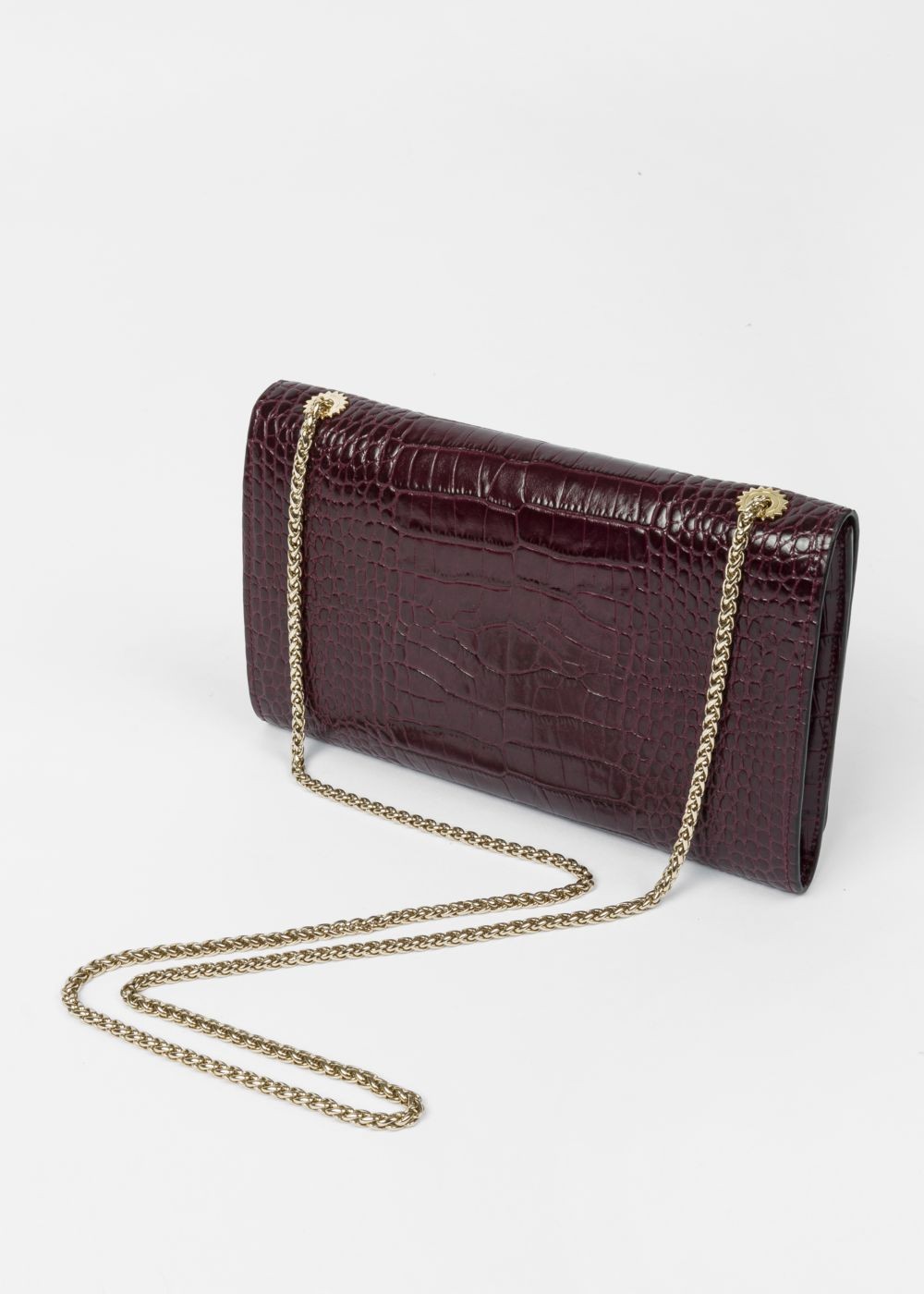 Paul Smith Lady's Burgundy Mock-Croc Leather Clutch Handbags