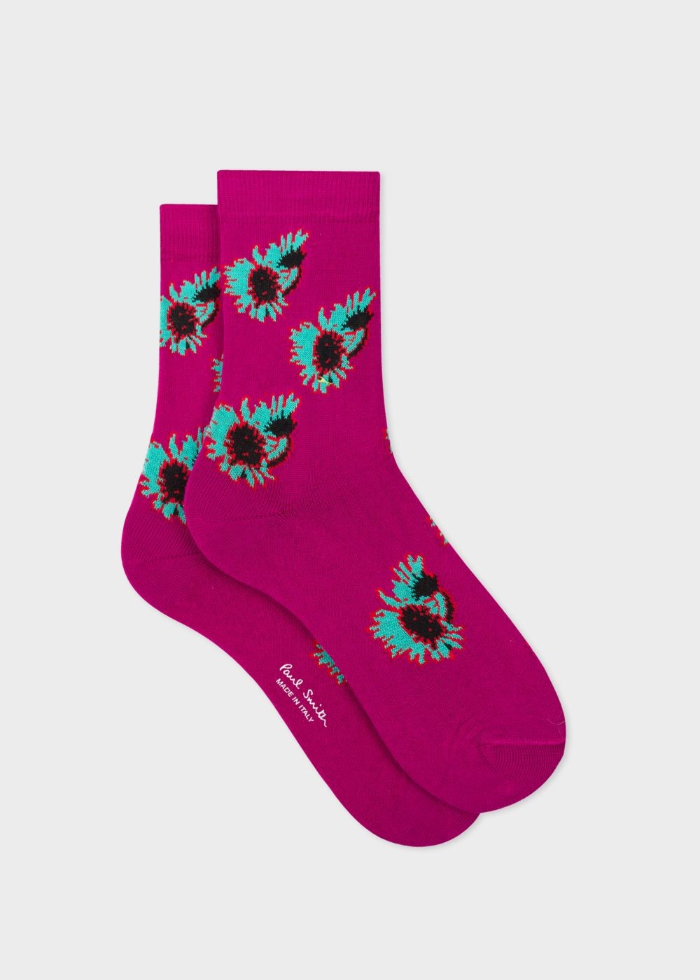 Paul Smith Women's Fuchsia Floral Motif Socks
