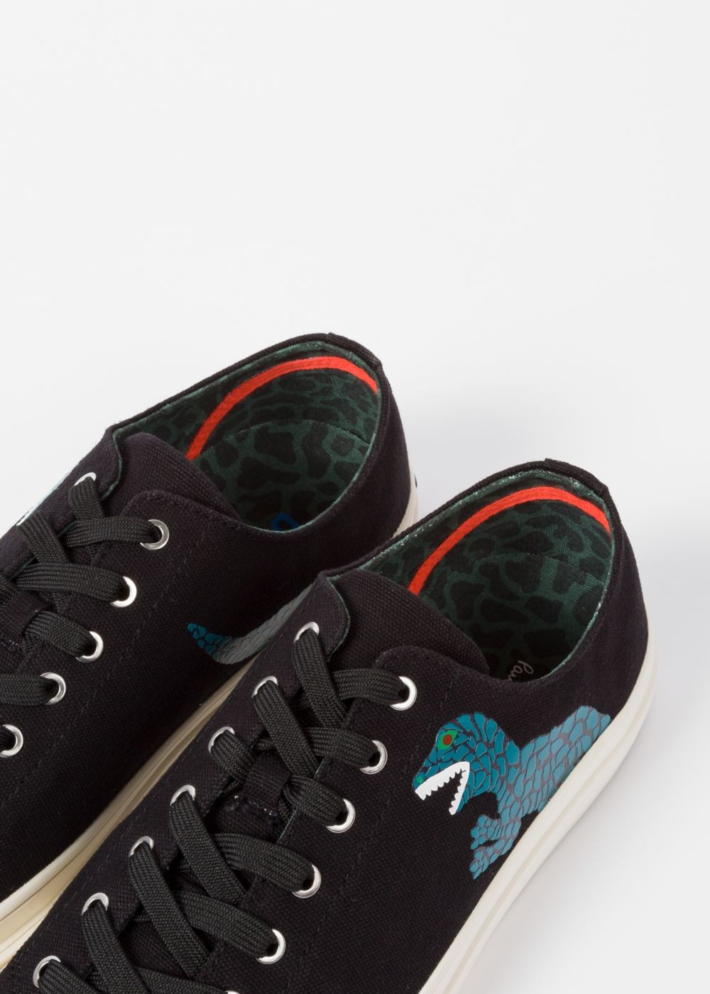 Paul Smith Men's Black Canvas 'kinsey' Shoes With Dino Print