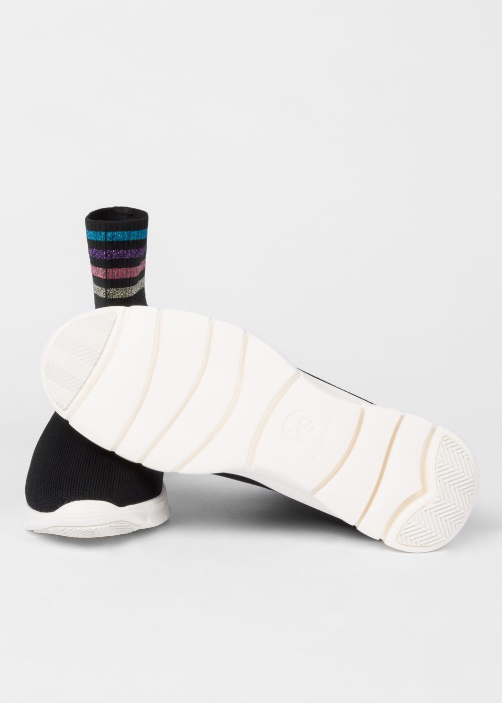 Paul Smith Lady's Black 'blaze' Sock Trainers With Glitter Stripe Details