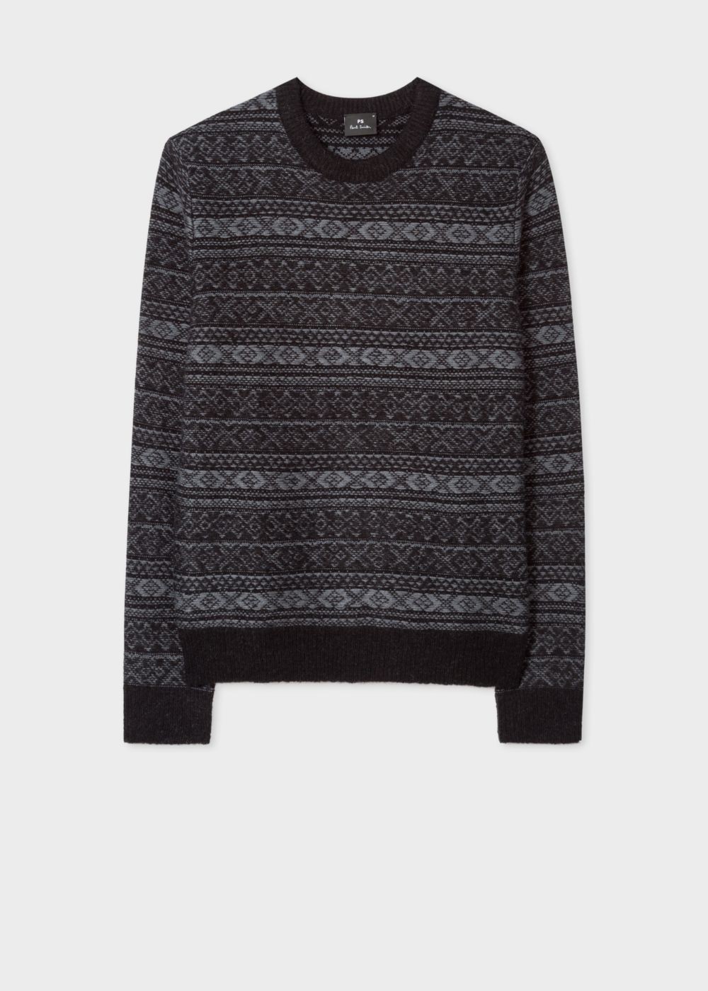 Paul Smith Men's Black Fair Isle Wool-Blend Sweater