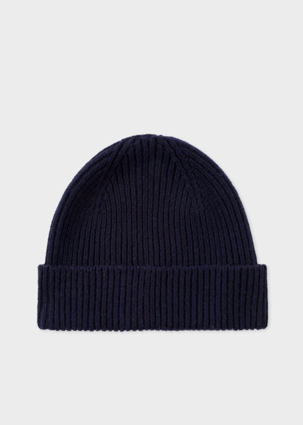 Paul Smith Mens's Navy Cashmere-Blend Ribbed Beanie Caps