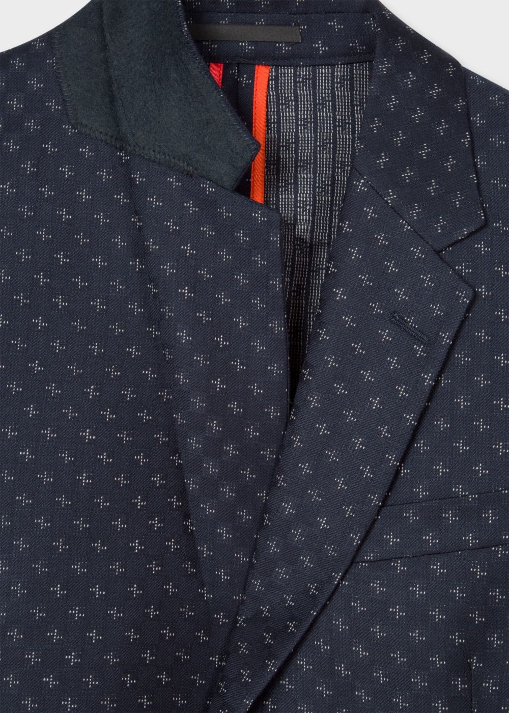 Paul Smith Men's Mid-Fit Navy Checkerboard-Cross Jacquard Blazer Clothing