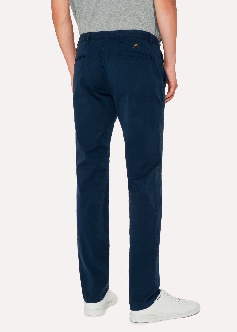 Paul Smith Mens's Slim-Fit Washed Navy Stretch Pima-Cotton Chinos Clothing