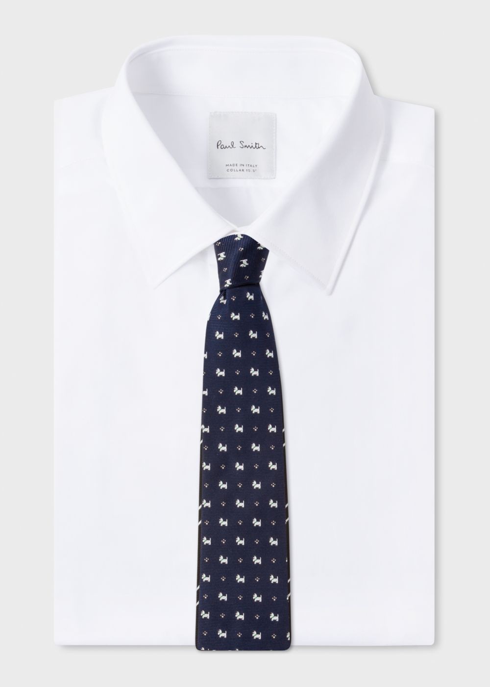 Paul Smith Men's Navy Embroidered 'dog' Motif Silk Tie
