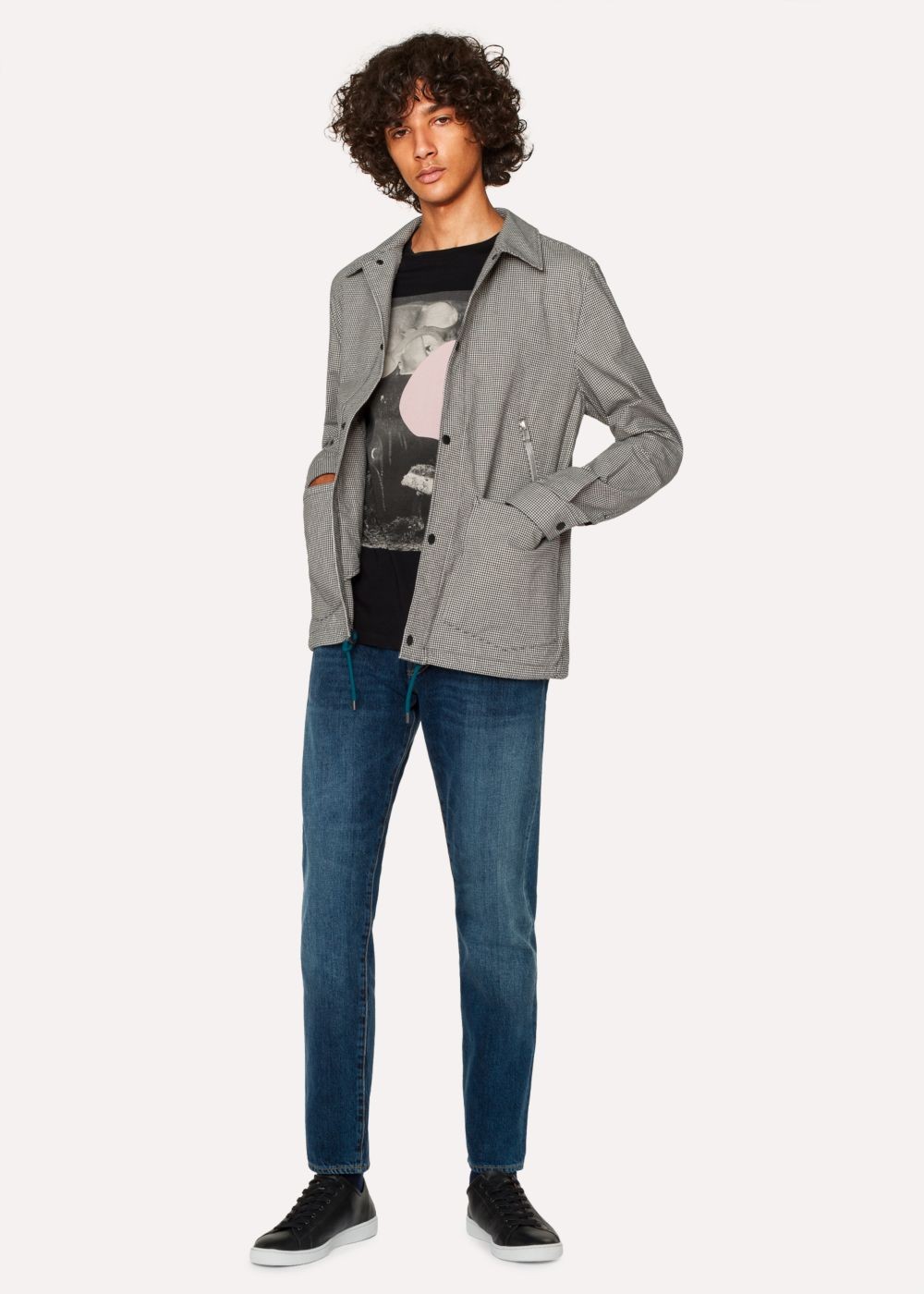 Paul Smith Men's Black And White Gingham Coach Jackets