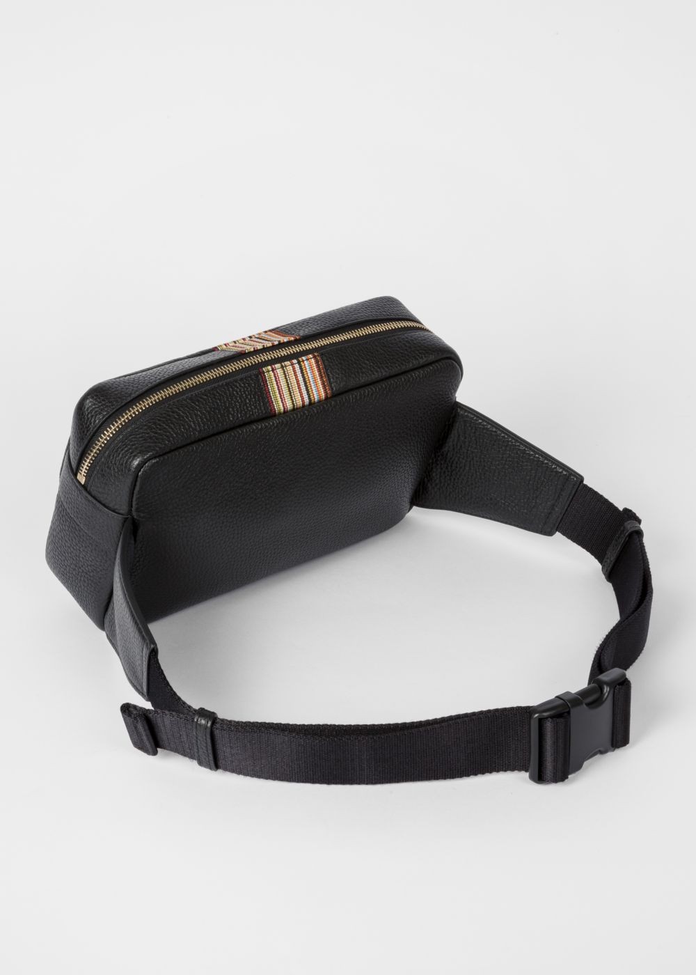 Paul Smith Men's Black Signature Stripe Leather Bum Handbag