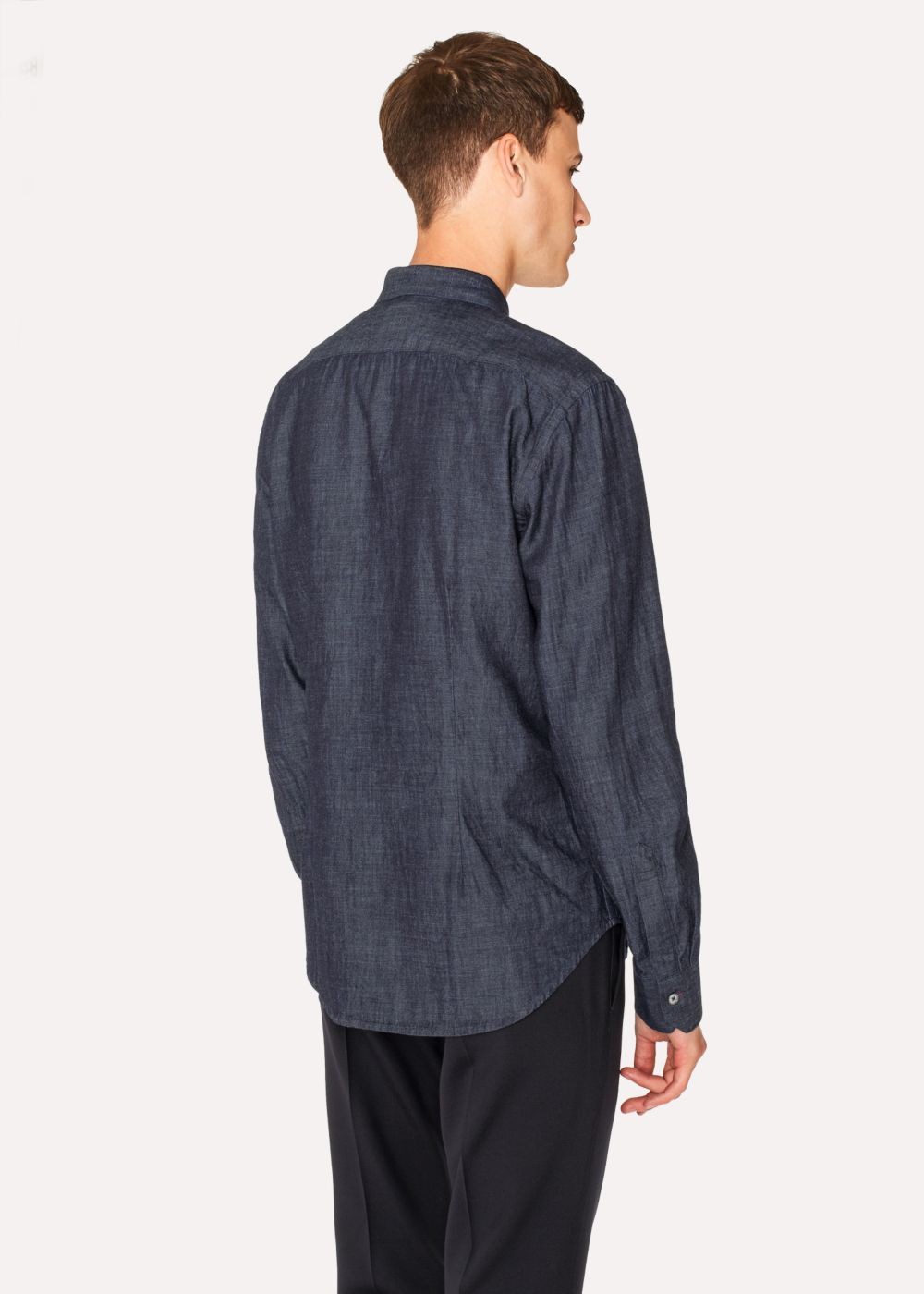 Paul Smith Mens's Slim-Fit Indigo Denim shirt With Photographic Print