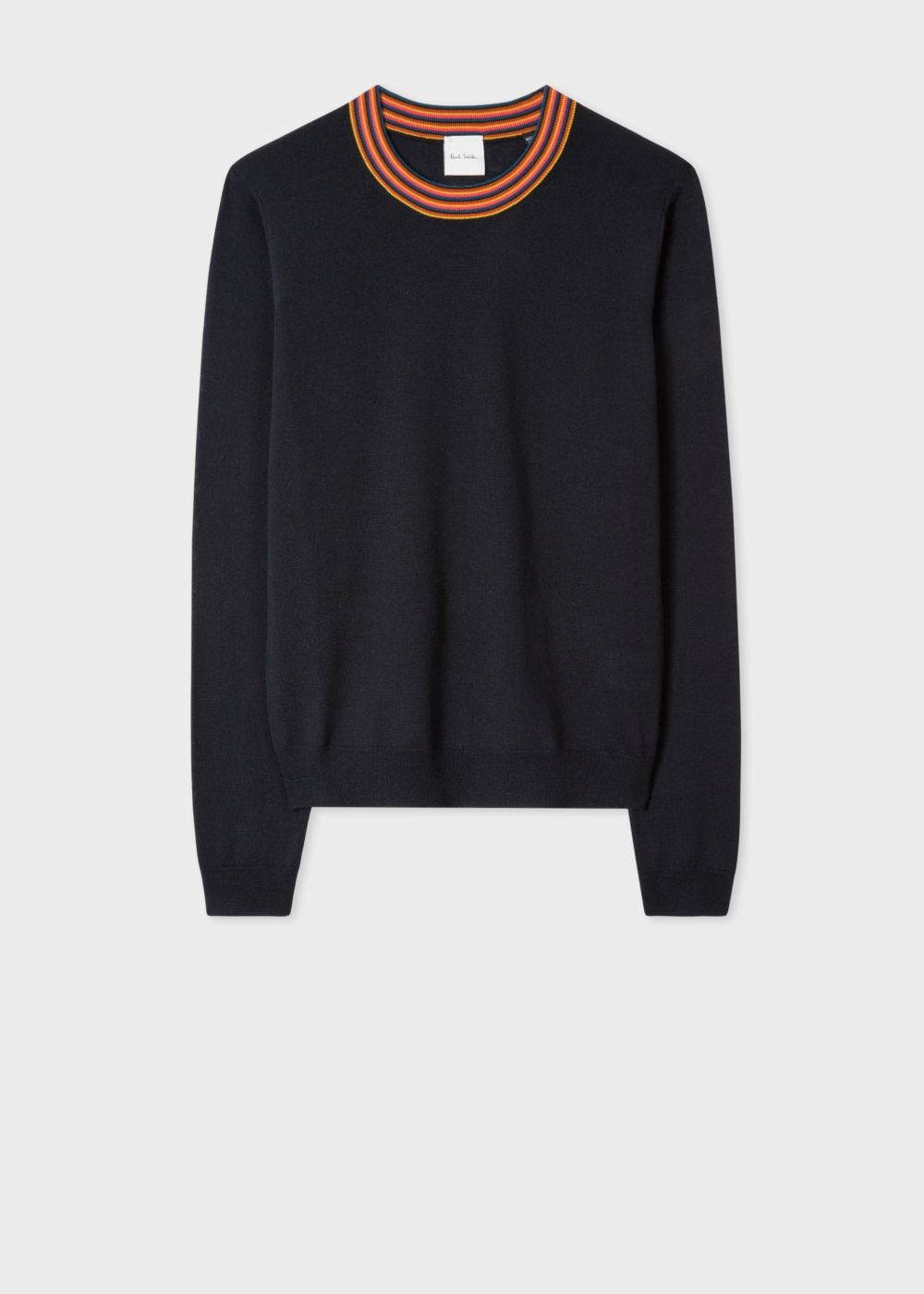 Paul Smith Lady's Navy Wool Sweater With 'artist Stripe' Collar