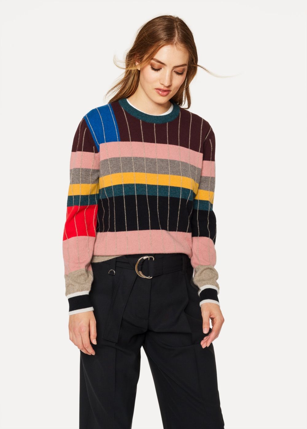 Paul Smith Anni Albers X Paul Smith - Lady's Geometric Stripe Cashmere Sweater