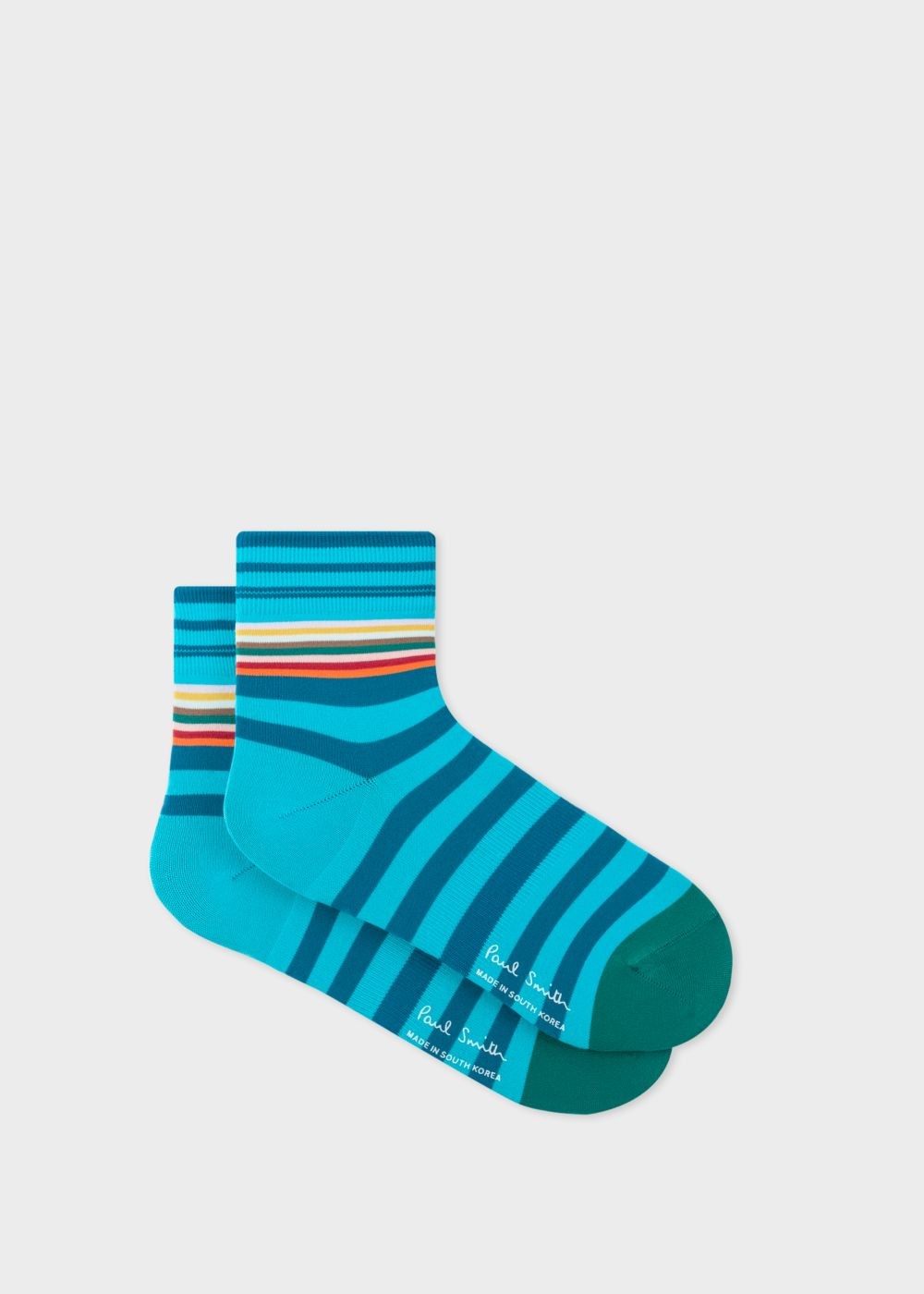 Paul Smith Men'S Turquoise And Blue Stripe Cycling Socks