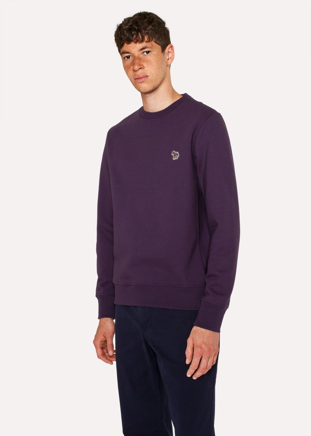 Paul Smith Men's Dark Violet Organic-Cotton Zebra Logo Sweatshirt